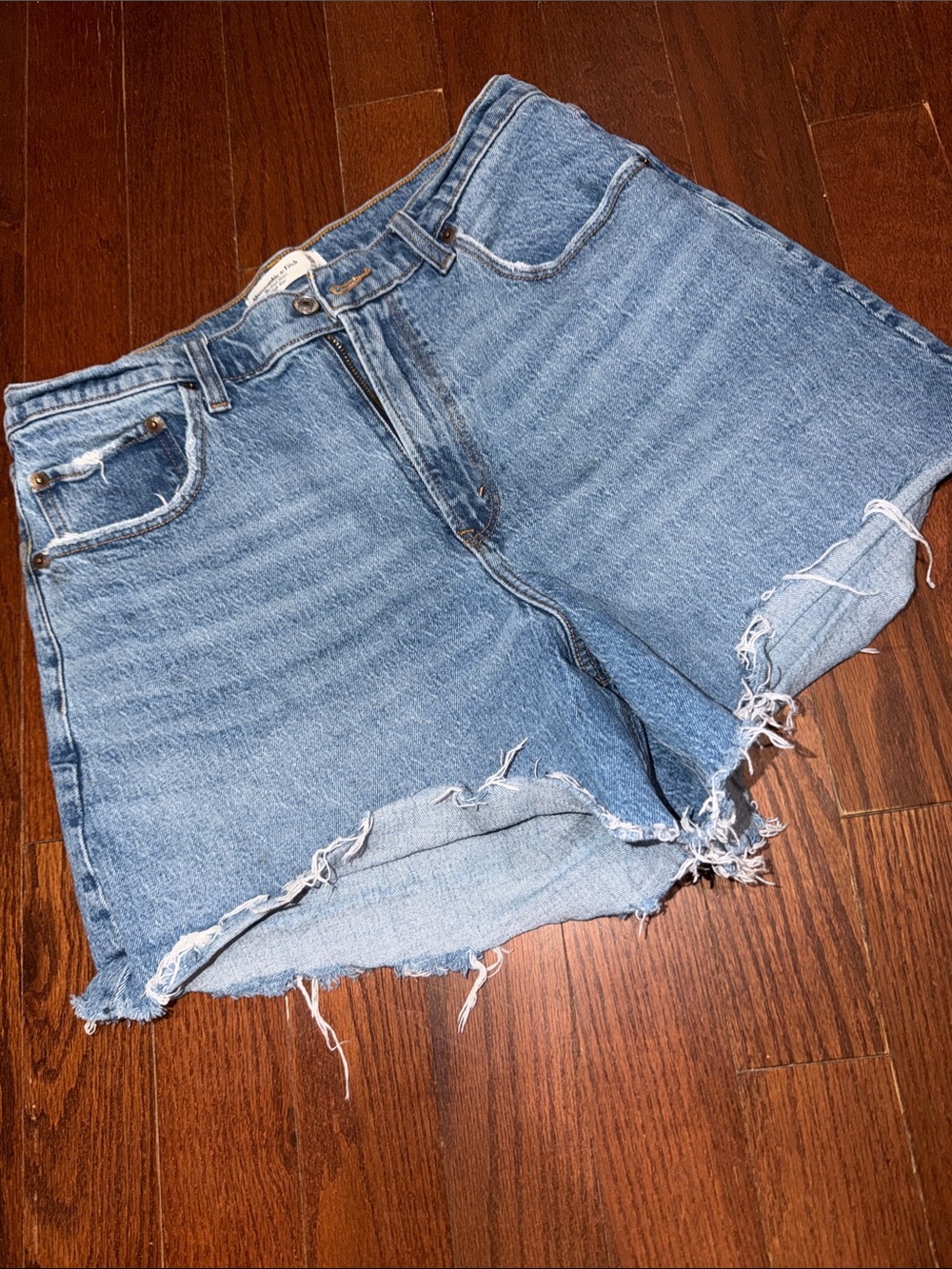 Abercrombie & Fitch Distressed Light Blue Denim Shorts